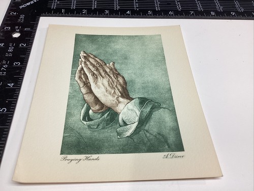 ART PAPER ETCHING PHOTOGRAVTURE ALBRECHT DURER COLOR PRAYING HANDS PRAY VINTAGE - Picture 9 of 18