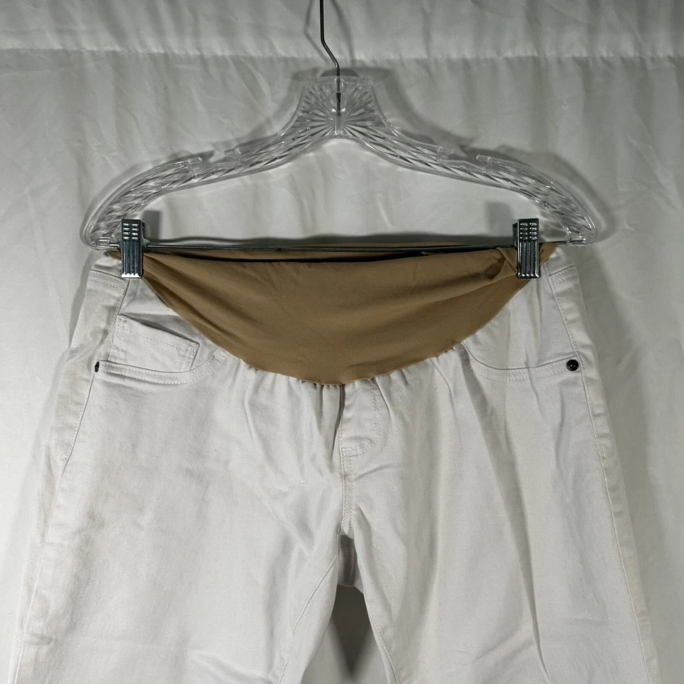Oh Baby By Motherhood Capri Women's Large White Pull On Stretchy Denim Pants - Image 2 of 4