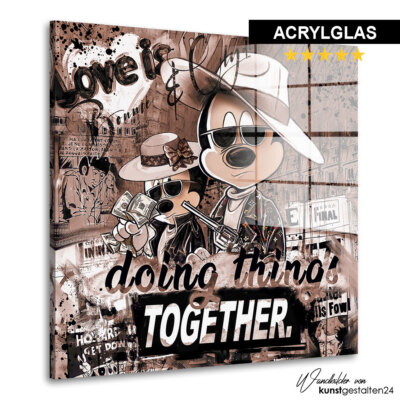 Acrylglasbild Bonnie Clyde Wandbild Vintage Pop Art Poster Mickey Minnie Bilder