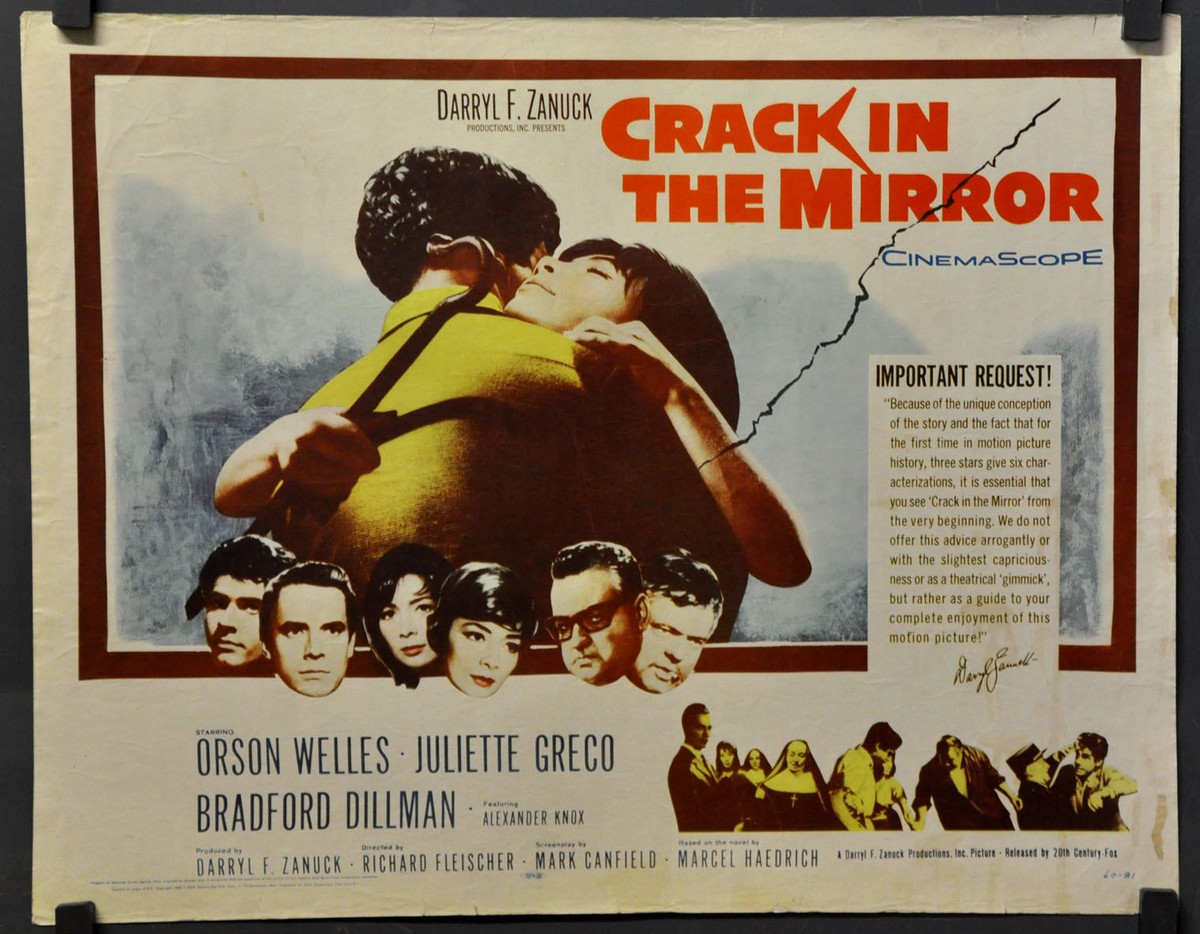 Crack in the Mirror 1960ポスター　レトロ　ヴィンテージ CRACK IN THE MIRROR 1960 ORIGINAL 22X28 MOVIE POSTER ORSON WELLES
