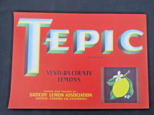 Etiqueta original de caja de flor de limón TEPIC Ventura Saticoy