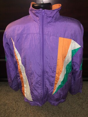USA Olympic Mens Multicolor Fullzip Casual Windbreaker Jacket Sz Medium