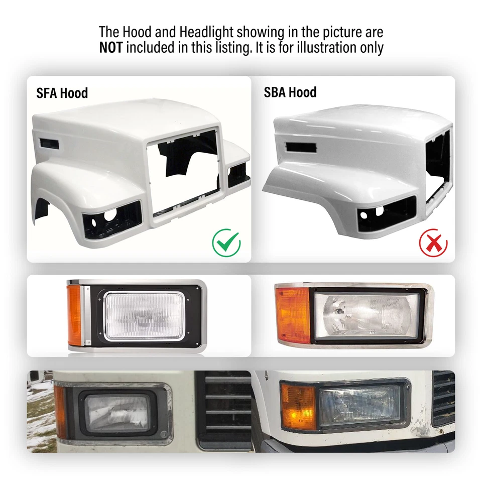 Faros diestros+derechos con bisel y bombillas LED para camión con capó Mack CH613 SFA 1990-2017 Foto 4 de 4