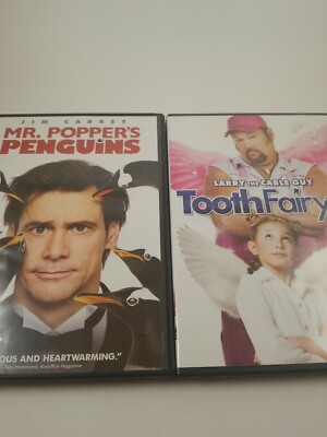 2 DVD Lot Mr. Popper's Penguins w/Jim Carrey Tooth Fairy 2 w/Larry the Cable Guy