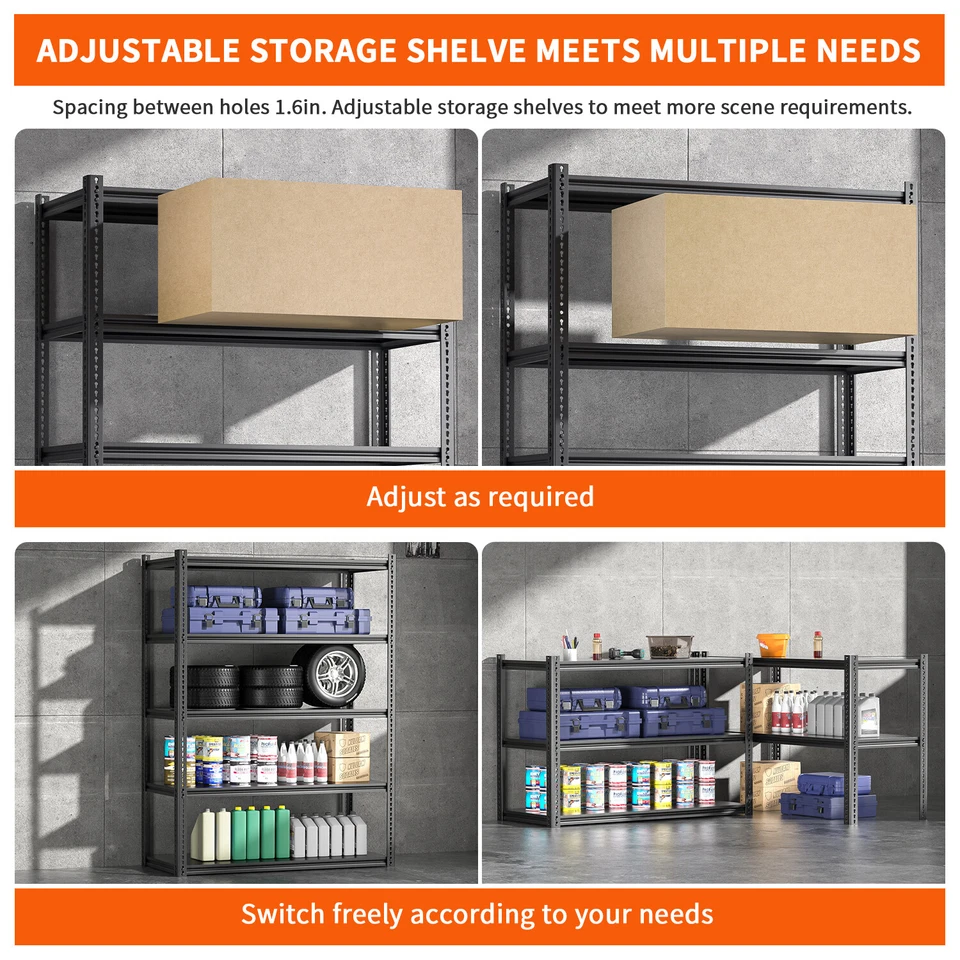 72" Garage Shelving Heavy Duty Storage Shelves Max 1000LBS Garage Shelves 5 Tier - Image 4 of 4
