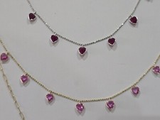 14k Yellow Gold Necklace With Genuine Natural Pink Sapphire 5mm Heart Shaped