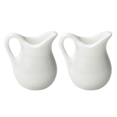 2PCS Miniature Porcelain Sauce Jug Mini White Milk Jug Mini Kitchen Accessories
