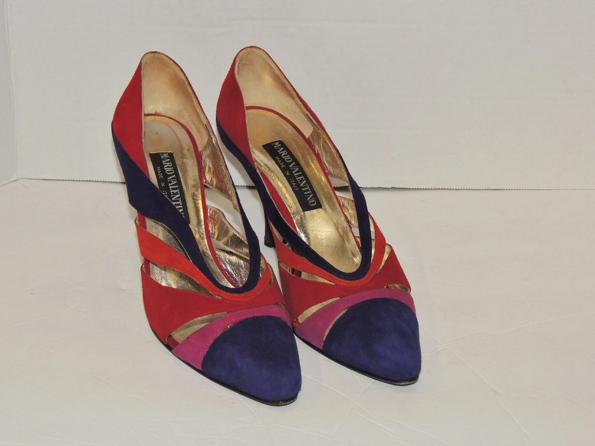 Mario Valentino Multi Colored Suede Heels / Shoes sz 9 1/2 - Italy