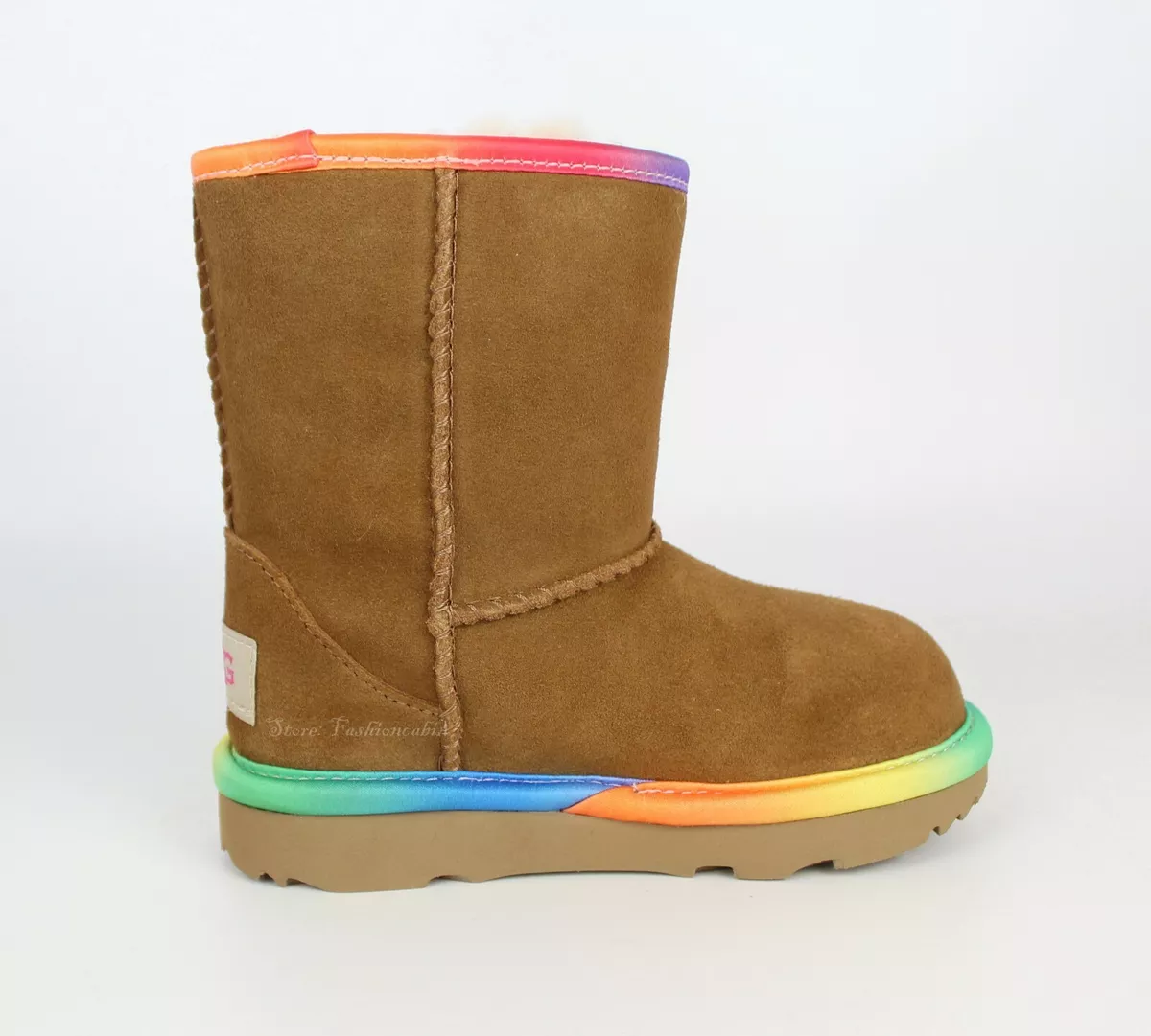 UGG, Shoes, Ugg Lv Louis Vuitton Tan Cream Suede Fur Rainbow Boots