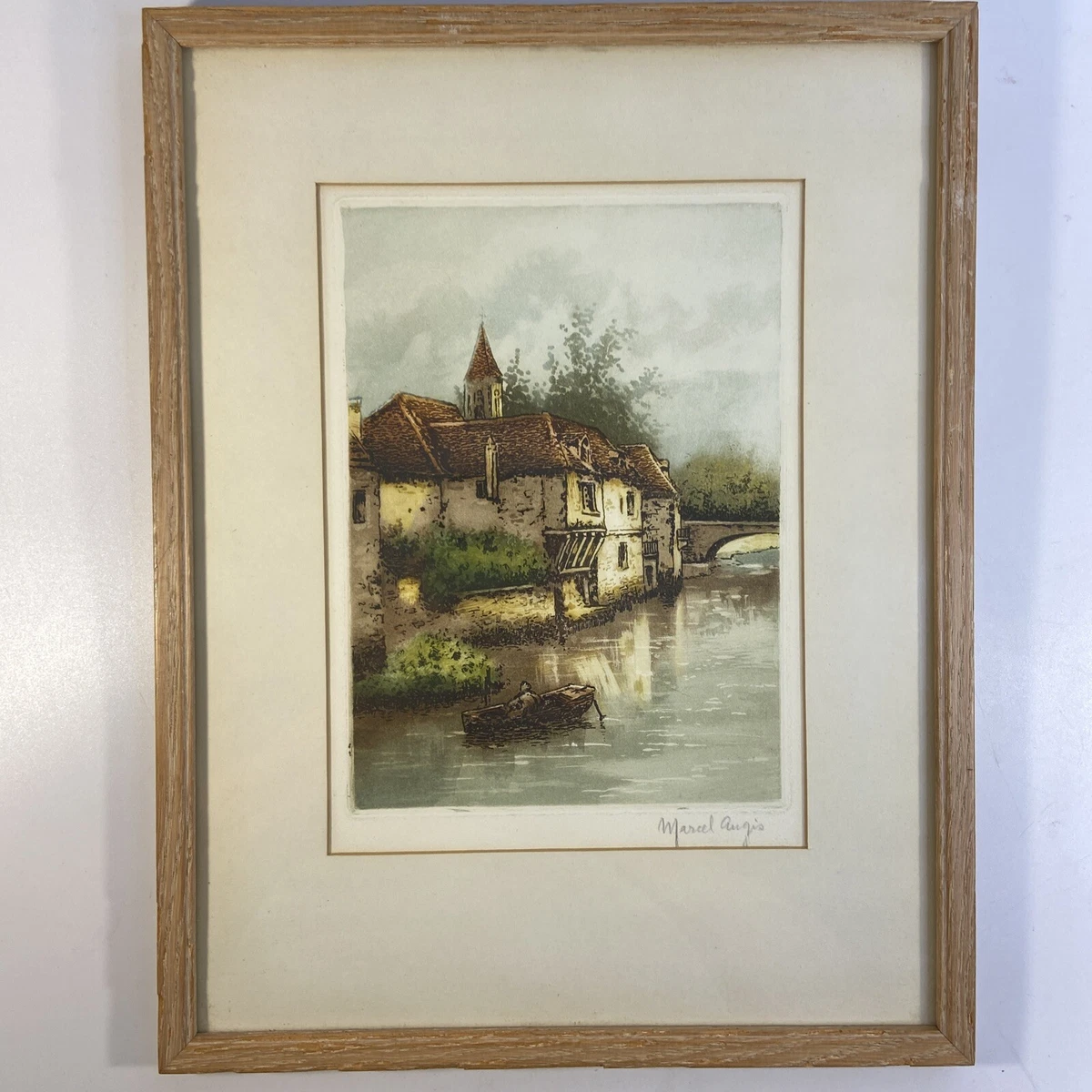 Vintage Marcel Augis Signed Etching French Art Walk On The Water Framed  1900s | eBay