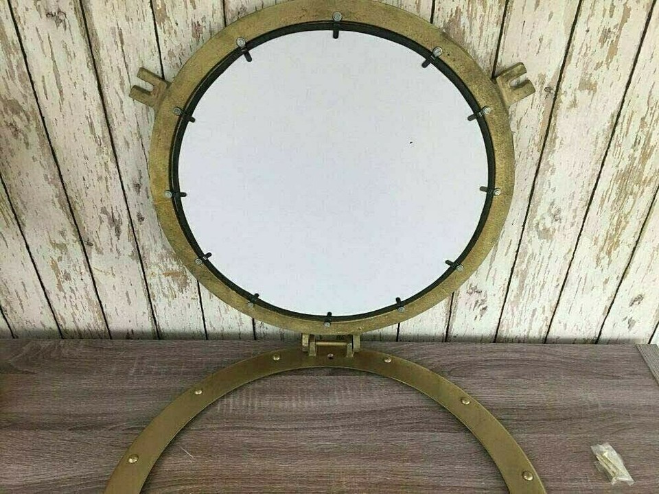 20"Porthole Nautical Cabin Wall Decor Porthole Mirror Antique Brass