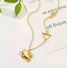 Hello Kitty 18K Gold Plated Necklace with Stainless Steel Chain