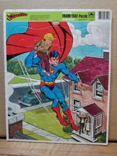 SUPERMAN Poster Back TRAY PUZZLE, c. 1983 Golden, DC Comics