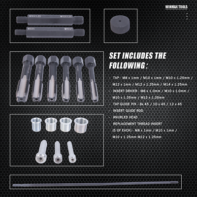 Glow Plug Cylinder Head Metric Thread Repair Kit 8mm / 10mm / 12mm - Foto 11