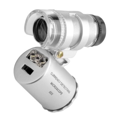 Jewelers Jewelry 60X Magnifying Loupe, Pocket Eye Glass Magnifier Loop LED Light