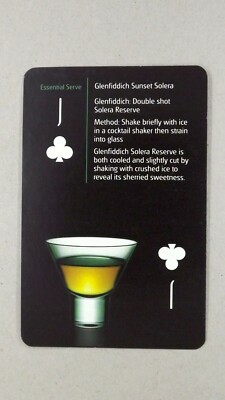 1 x playing card of Glenfiddich Sunset Solera cocktail   Jack of Clubs   T11
