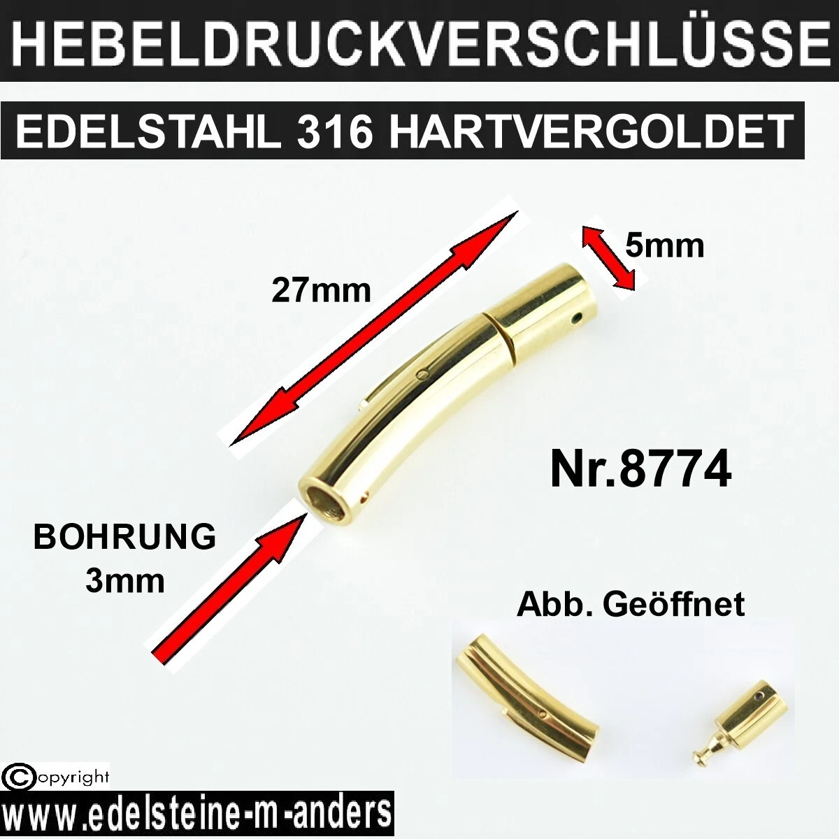 Edelstahl Karabner Verschluss Für Bänder Schmuckverschluss