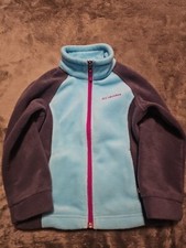 Columbia Fleece Kids Jacket Front Zip Color Aqua Pink And Grey Size Xxs
