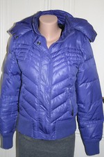 APRIL EVIL warme Daunen Jacke blau lila Kaputze guter Zustand in Gr. XL 38/40
