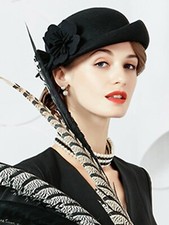 Wool Felt Beret Fascinator Hats Flower Cocktail Tea Party Church Pillbox Hat