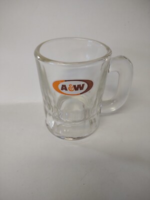 Vintage A&W Root Beer Mini Baby Mug Oval Logo AW Original Authentic 3 1/8'' Tall