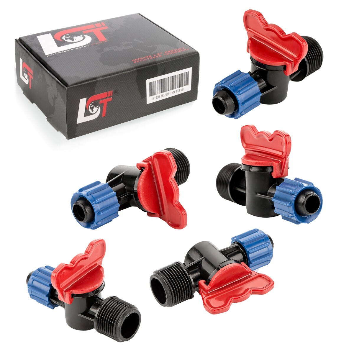 5x Shut-off Valve Hose Garden Irrigation PE Pipe for Drip System 16x3/4""