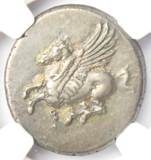 Corinth AR Stater Pegasus Coin 300 BC. NGC Choice XF (EF) - 5/5 Strike & Surface