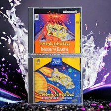 Lot of 2 Magic School Bus 90s Microsoft PC Games:Solar System  Inside The Earth