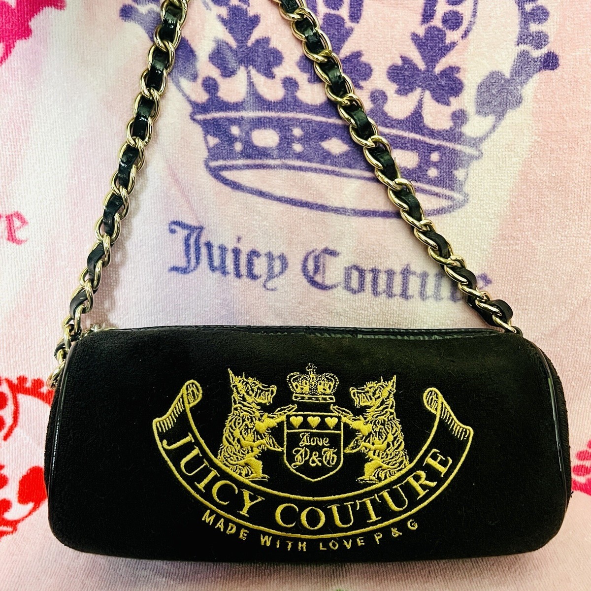 Vintage Black Juicy Couture Barrel Bag Purse Handbag Terry  display picture 3