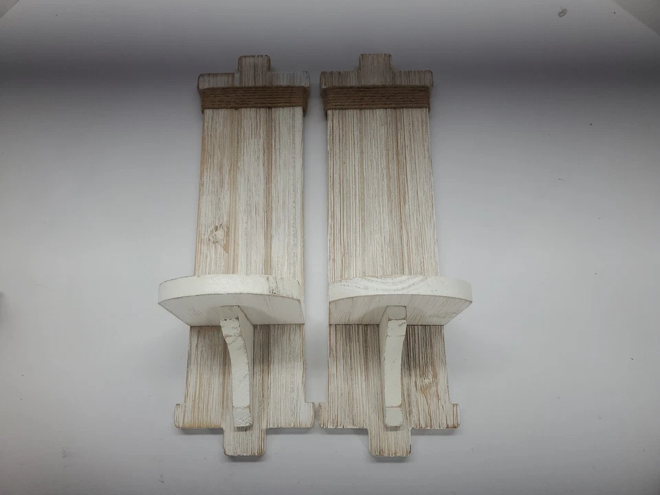 Wall Sconces Candle Holder Set of 2 Farmhouse Wooden Rustic Wall Decor - Image 4 of 4