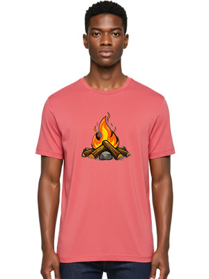 Campfire-7 Mens Graphic Tee, 100% Cotton, Casual Summer Wear