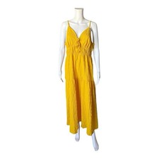 Shein Vcay Yellow Cami Maxi Dress XL Spaghetti Strap Smocked Waist Sleeveless