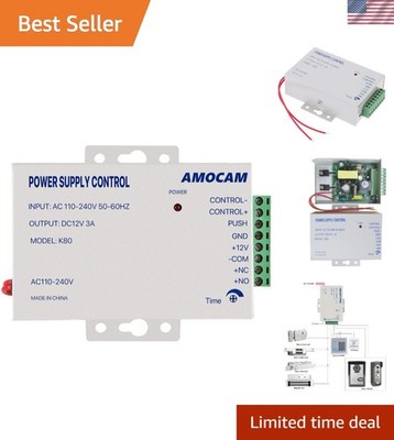 K80 Compact Power Supply Control - AC 110-240V to DC 12V for Security Systems