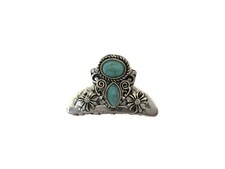 Small turquoise blue silver metal hair claw clip for thin hair