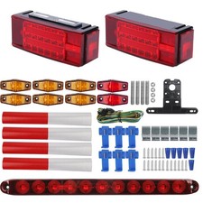 Rectangle Led Submersible Trailer Boat Stud Stop Turn Tail Lights Kit Leftright