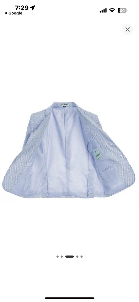 Gioberti Boys & Kids Seersucker Blazer Jacket Boys Size 7 Pin Stripes Blue White - Image 2 of 4