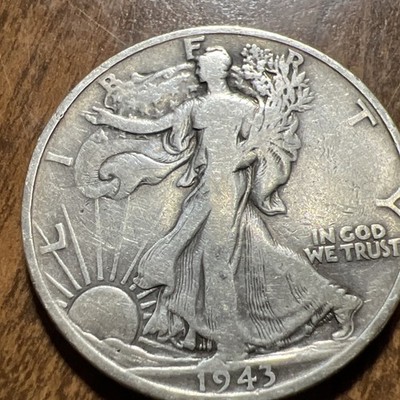 1943 S 50C Full Rim & Date Walking Liberty Half Dollar  Actual Coin Nice Details
