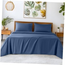 100 Egyptian Cotton Sheets - 1200 Thread Count, Luxury  King Navy Blue