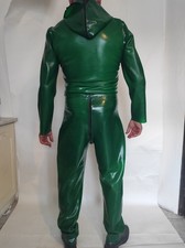 Grün Latex gummi  Catsuit Overall Outfit unisex STARKE 0,8mm M L XL 2XL 3XL 4XL