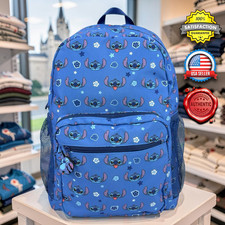 Disney Parks Stitch Backpack with Ears Holder Laptop Sleeve Full Size 16" NWT