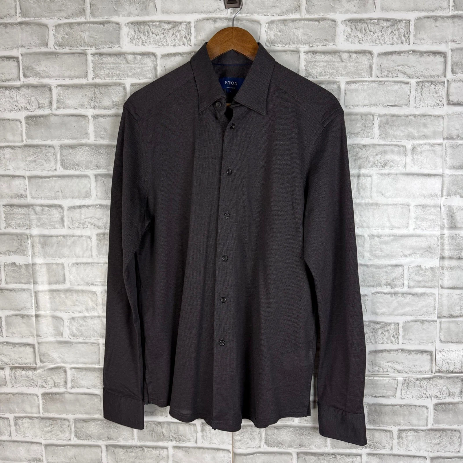 Eton Contemporary Fit Shirt Mens Medium Charcoal Grey Long Sleeve Cotton Knit
Opens in a new window