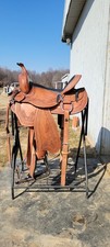 Roping Saddle - 16" Seat - 7.5" Gullett - New - Brown - Premium Leather -Tooling