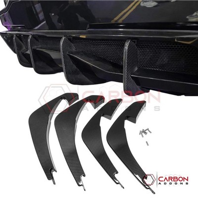 C8 Corvette Stingray Carbon Fiber Rear Diffuser Fins Add-On   Real Carbon Fiber