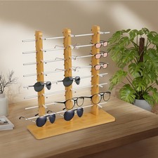 Multi-Layers Wood Sunglass Display Rack Eyeglasses Show Stand 24 Pairs of Glasse
