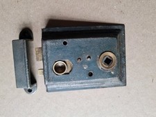 Old vintage Antique metal door rim lock, & Cast Iron Repro keep