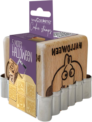 Kit Stampo E Timbro Per Biscotti Unicorno – ScrapCooking, Legno Naturale E Acciaio, 5 Disegni In Rilievo