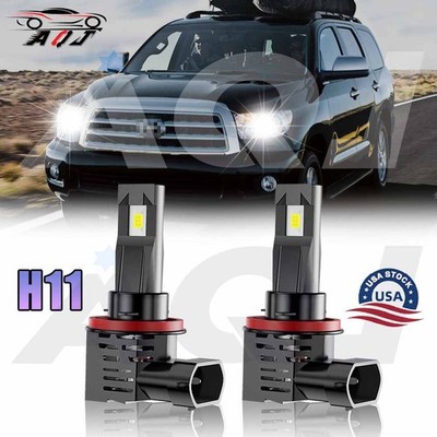 2PCS White LED Headlight Hi-Low Beam Light Bulb Kit For Toyota Sequoia 2008-2017