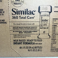 48 Bottles Similac 360 total Care Ready to Feed Infant Formula 2oz Exp 04/2026