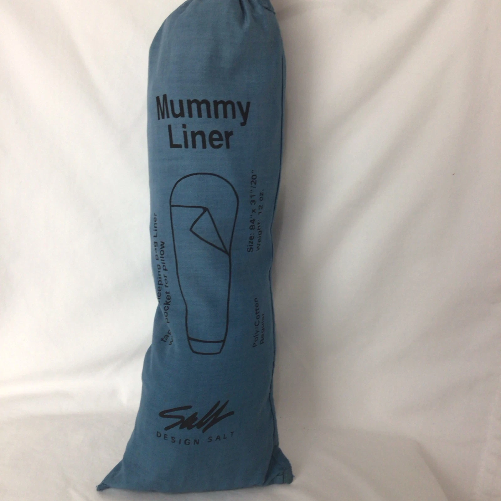 Salt Design Tapered Sleeping Bag Liner W/ Pocket For Pillow 84”x31”/20” Camping