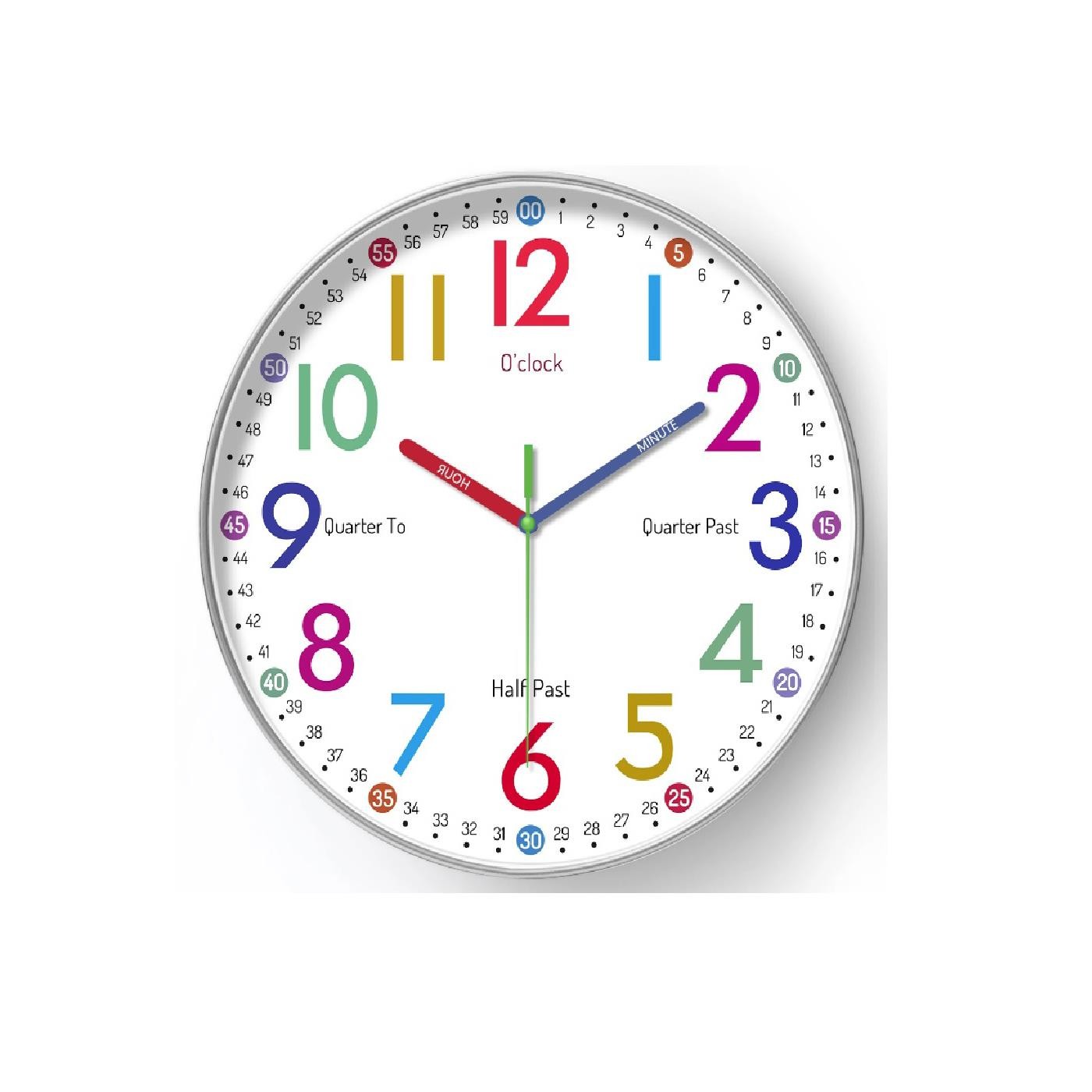 Kinder einfache Zeit Uhr leises Uhrwerk 30 cm Gesicht 24 Stunden Qualität Uhrwerk UK